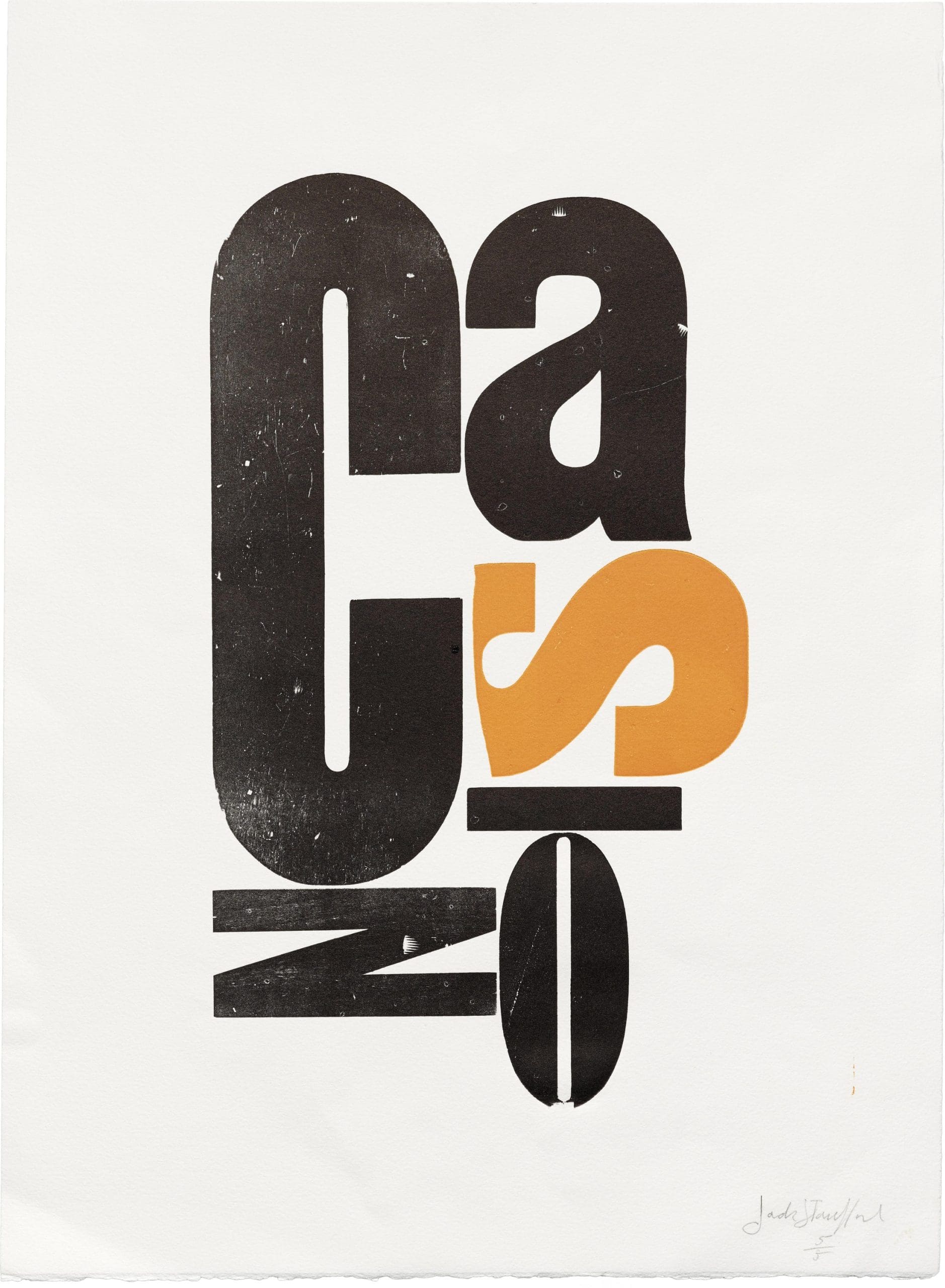The word "Casino" is written in a deconstructed manner, in black and yellow.